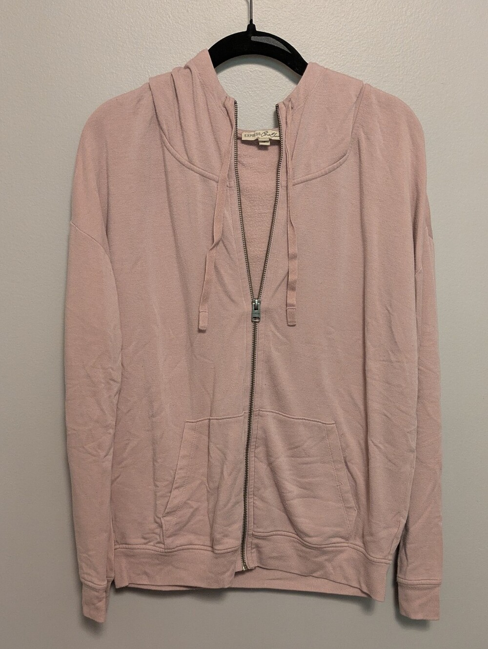 Express One Eleven Pink Burnout Full Zip Sweatshirt